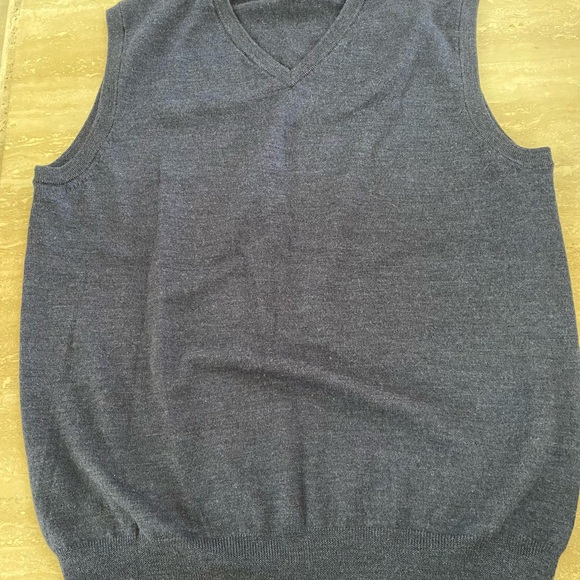 Blue Mens Vest size L Grandpa core V neck cashmere wool sweater worn twice EUC - Picture 8 of 10